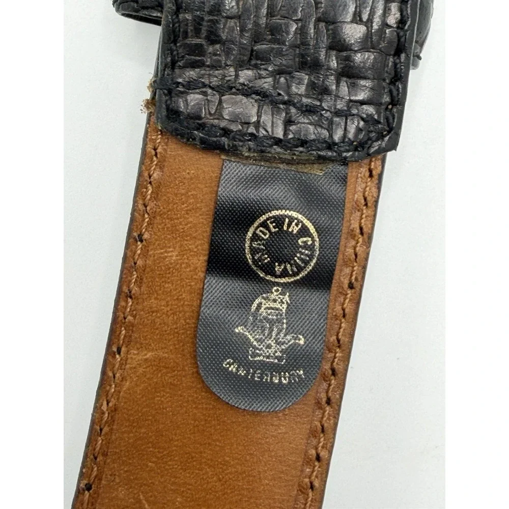 canterbury‎ aniline leather belt black Size 32  Vintage Mens